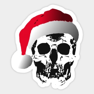 Funny Gothic Skull In Santa Claus Hat Distressed Sticker